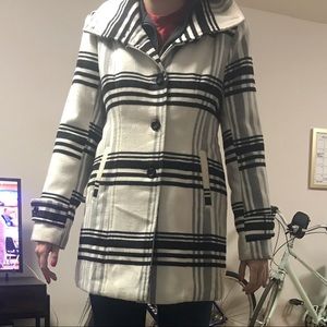 Black and white women’s pea coat